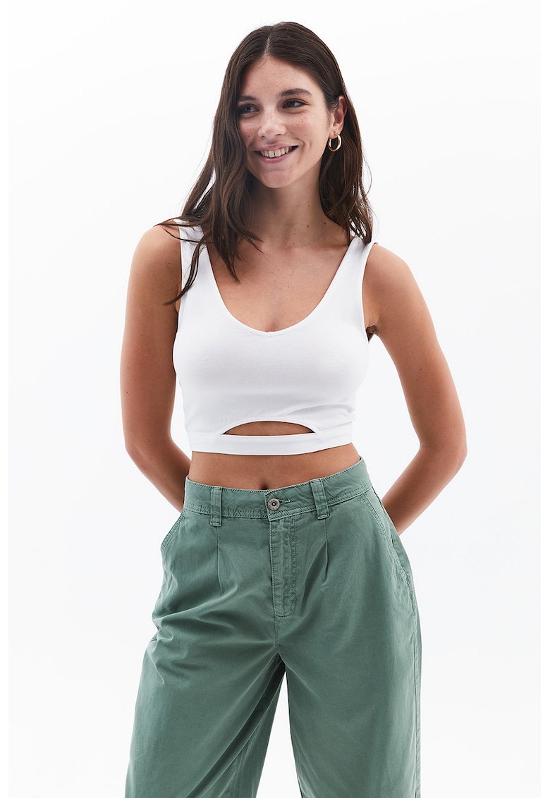 Top crop cu bretele incrucisate pe partea din spate