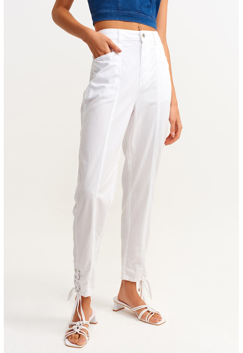 Pantaloni din amestec de lyocell cu talie inalta