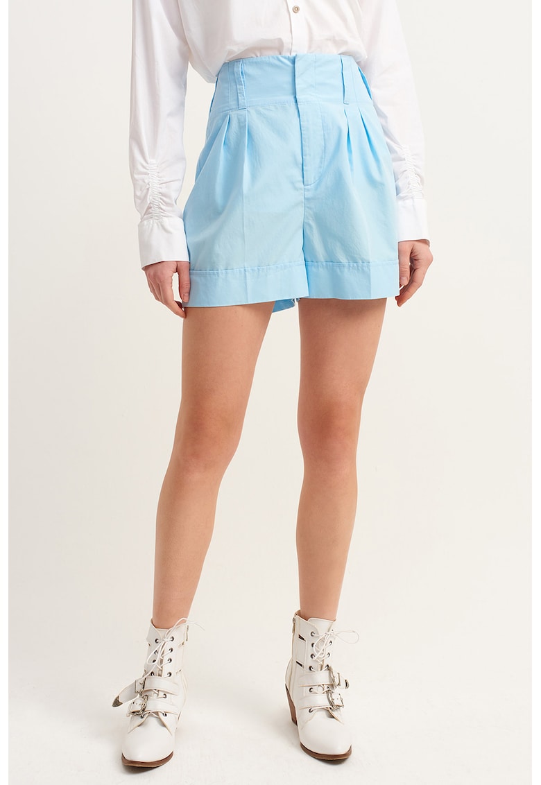 Pantaloni scurti din amestec de lyocell cu talie inalta