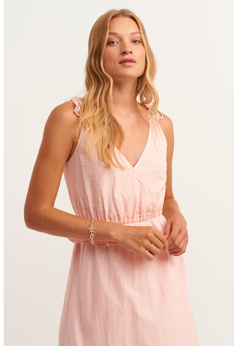 Rochie midi evazata cu volane