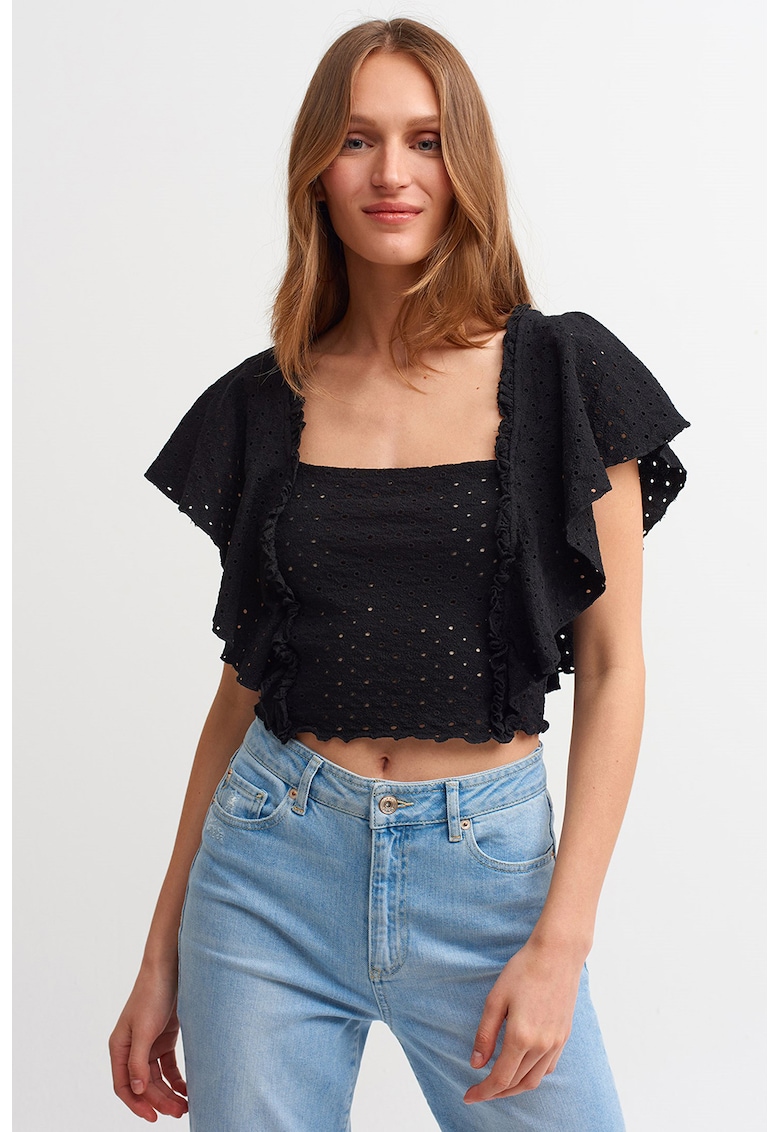 Bluza crop cu decolteu patrat