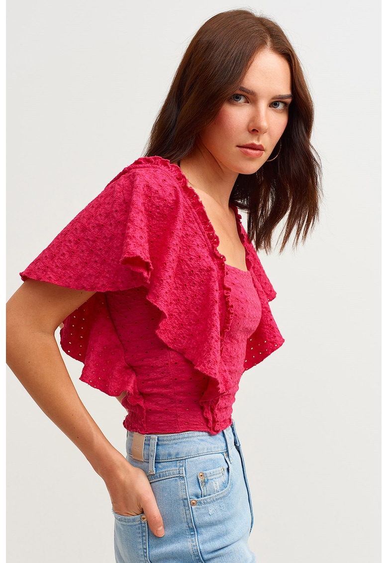 Bluza crop cu decolteu patrat