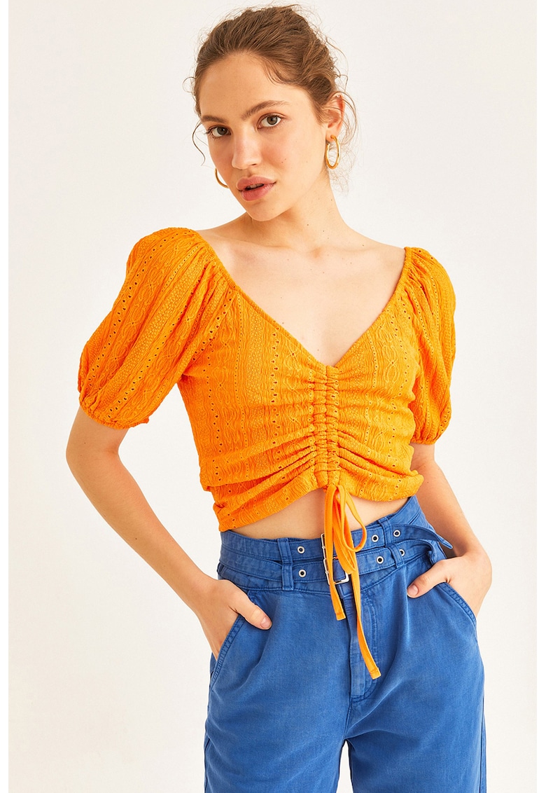 Tricou crop cu maneci bufante Tricou crop cu maneci bufante