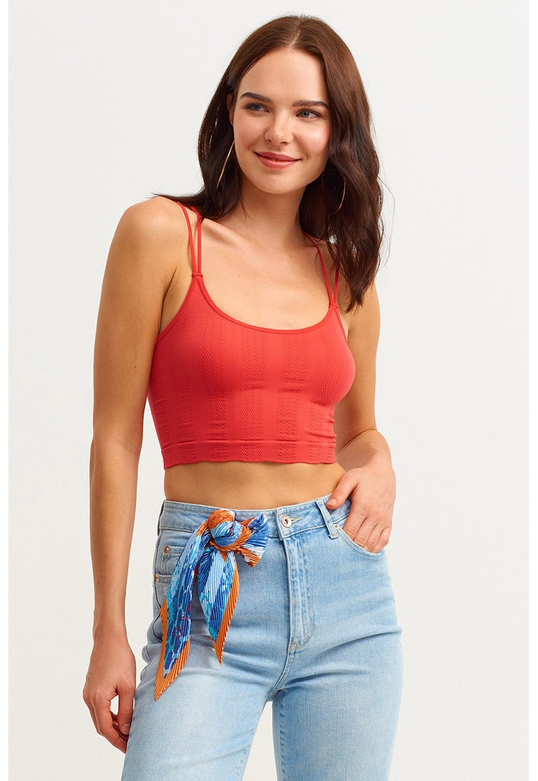 Top crop cu bretele incrucisate