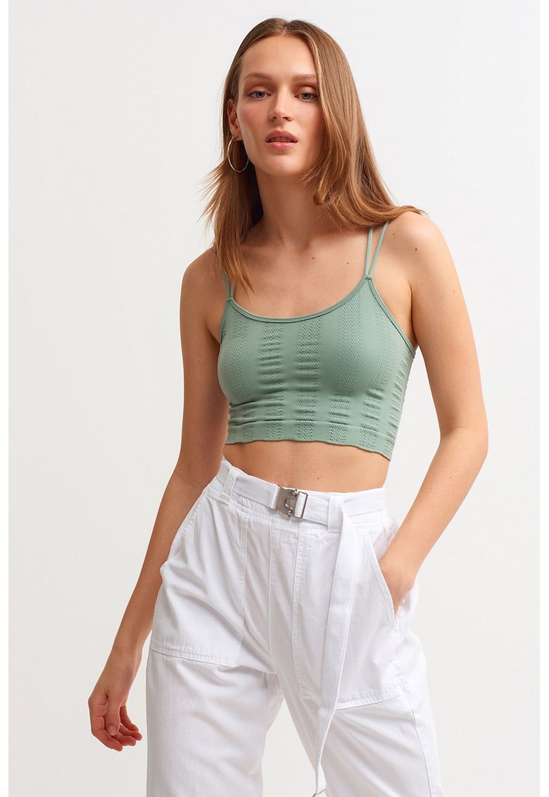 Top crop cu bretele incrucisate