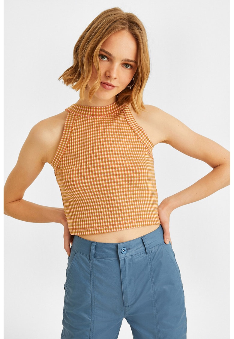 Top crop cu model houndstooth Top crop cu model houndstooth