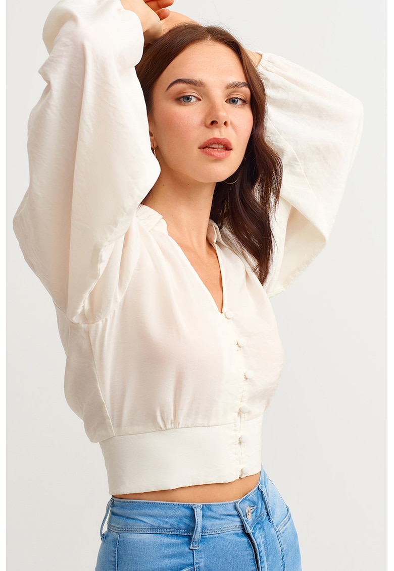 Bluza crop cu maneci bufante