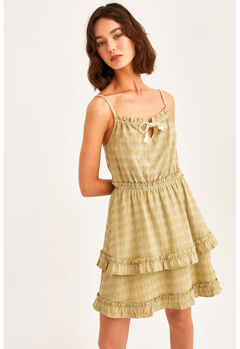 Rochie scurta din amestec de in cu croiala in A