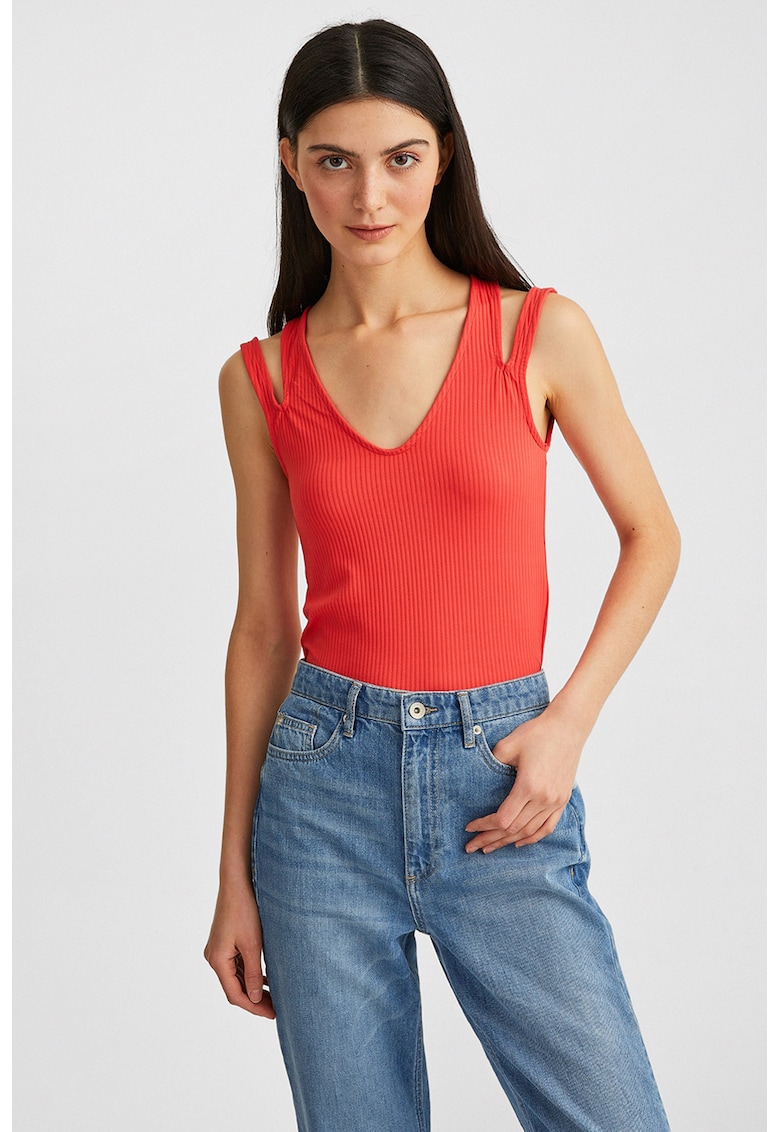 Top striat cu bretele incrucisate