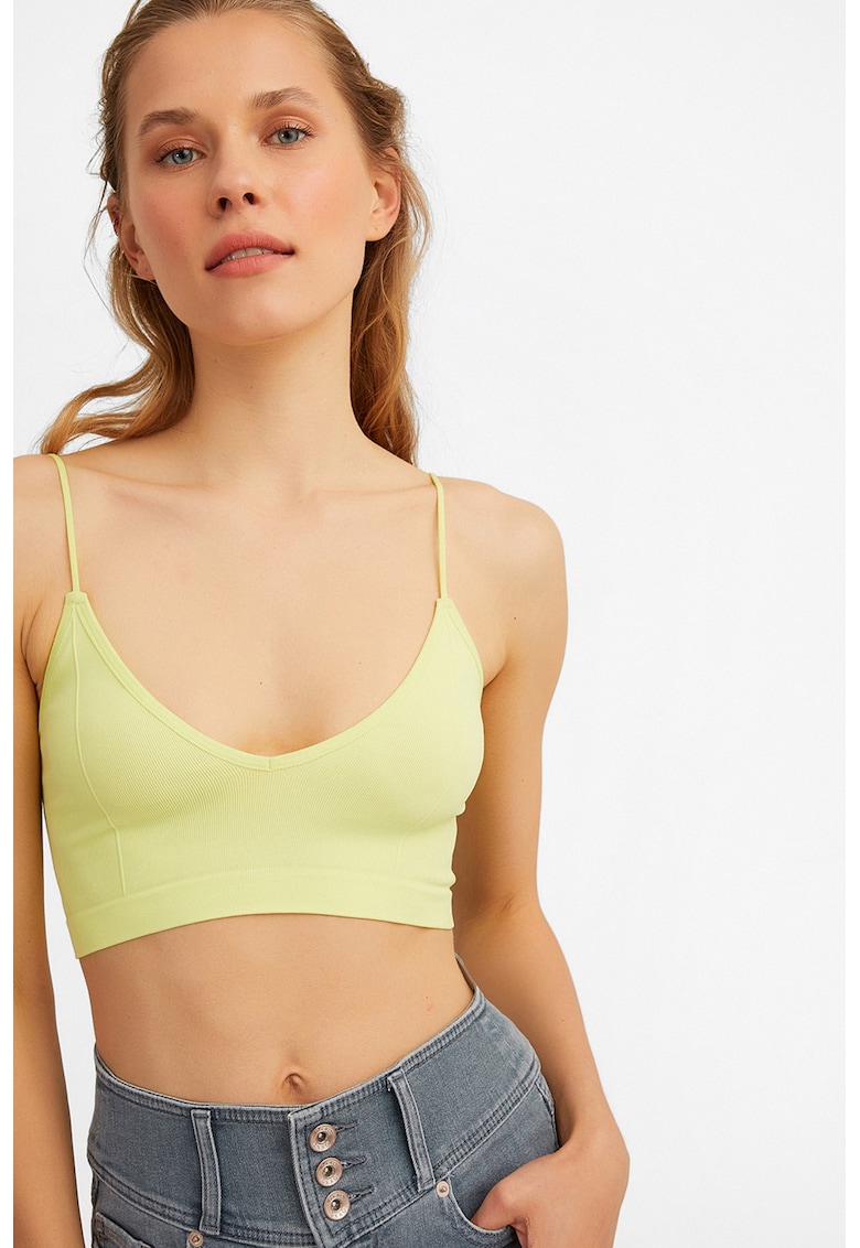 Top crop cu decolteu in V