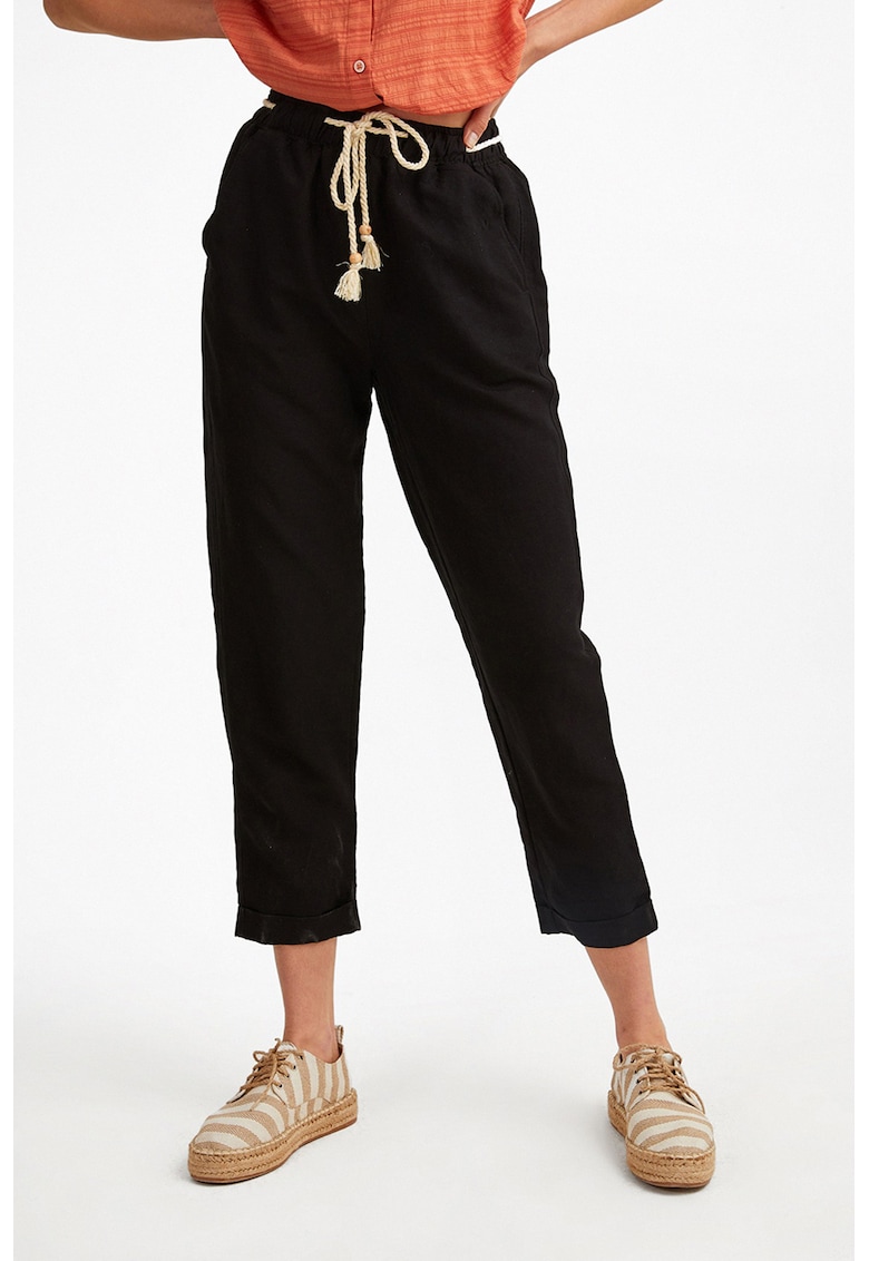 Pantaloni capri din amestec de in