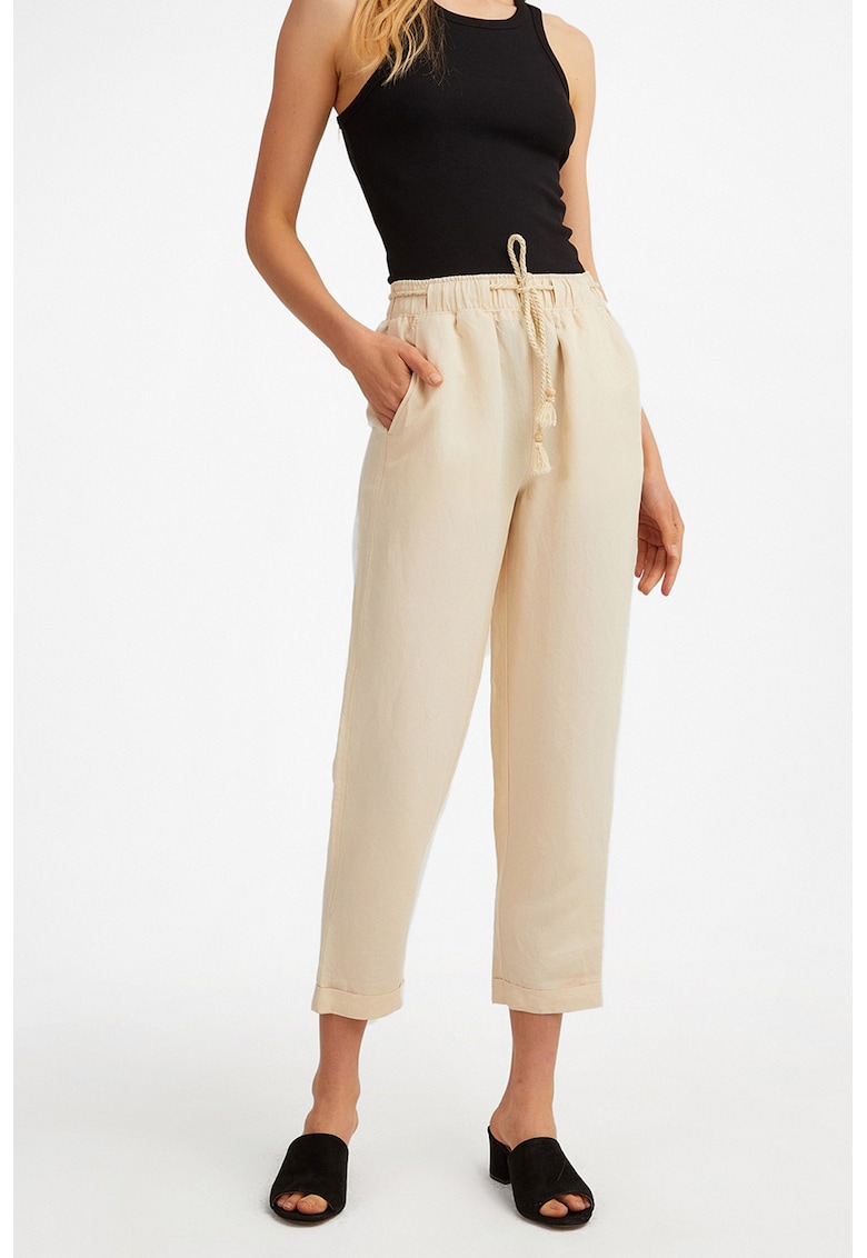 Pantaloni capri din amestec de in