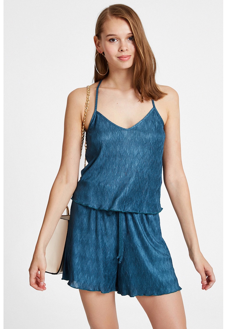 Top texturat cu decolteu in V Polaset