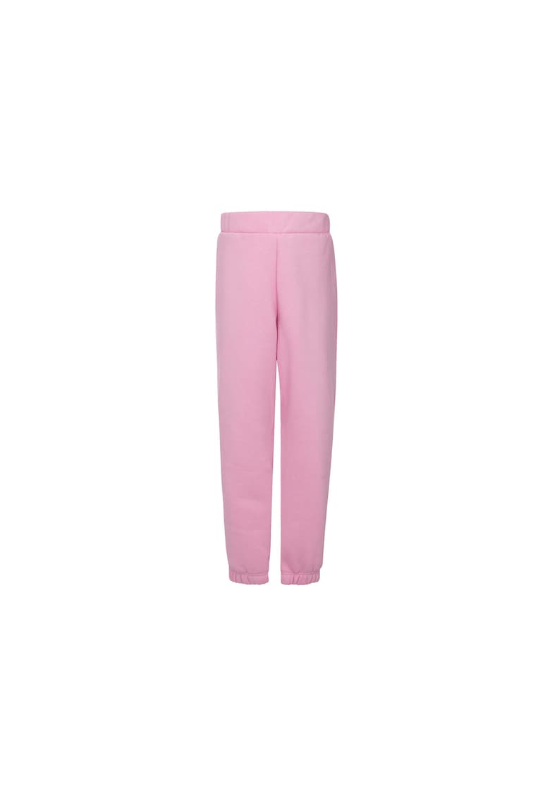 Pantaloni sport pentru fete - jogger - talie inalta - interior fleece - bumbac - roz