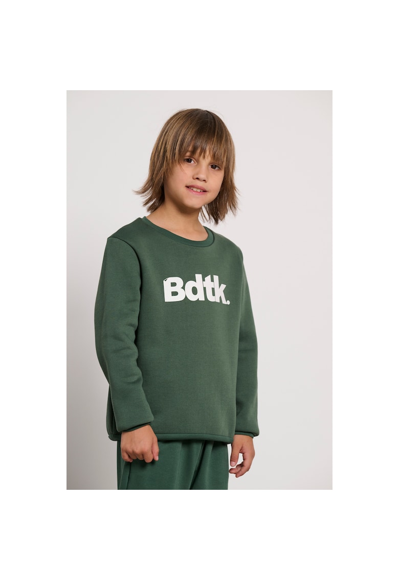 Bluza pentru baieti - verde - poliester - cu decolteu rotund - interior fleece