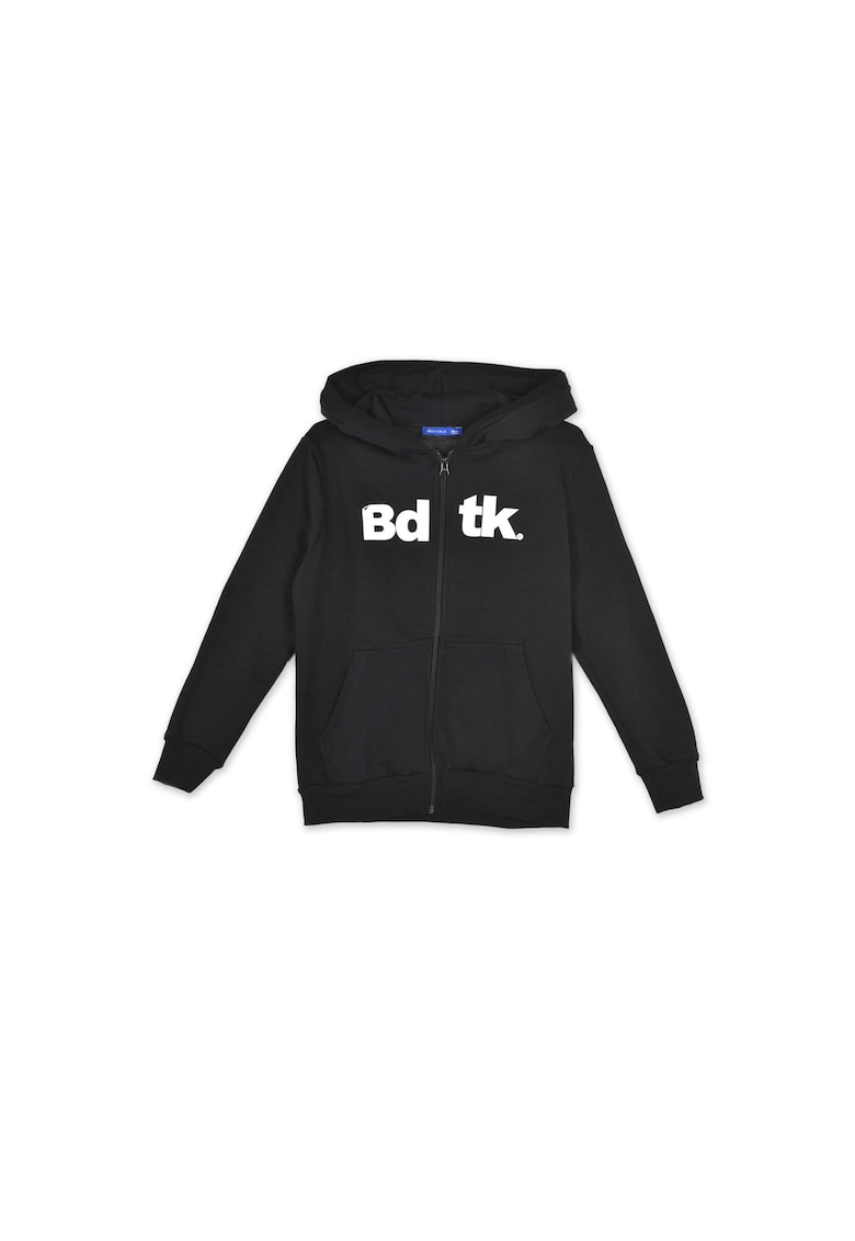 Geaca copii cu gluga - bumbac - neagra - interior fleece - doua buzunare