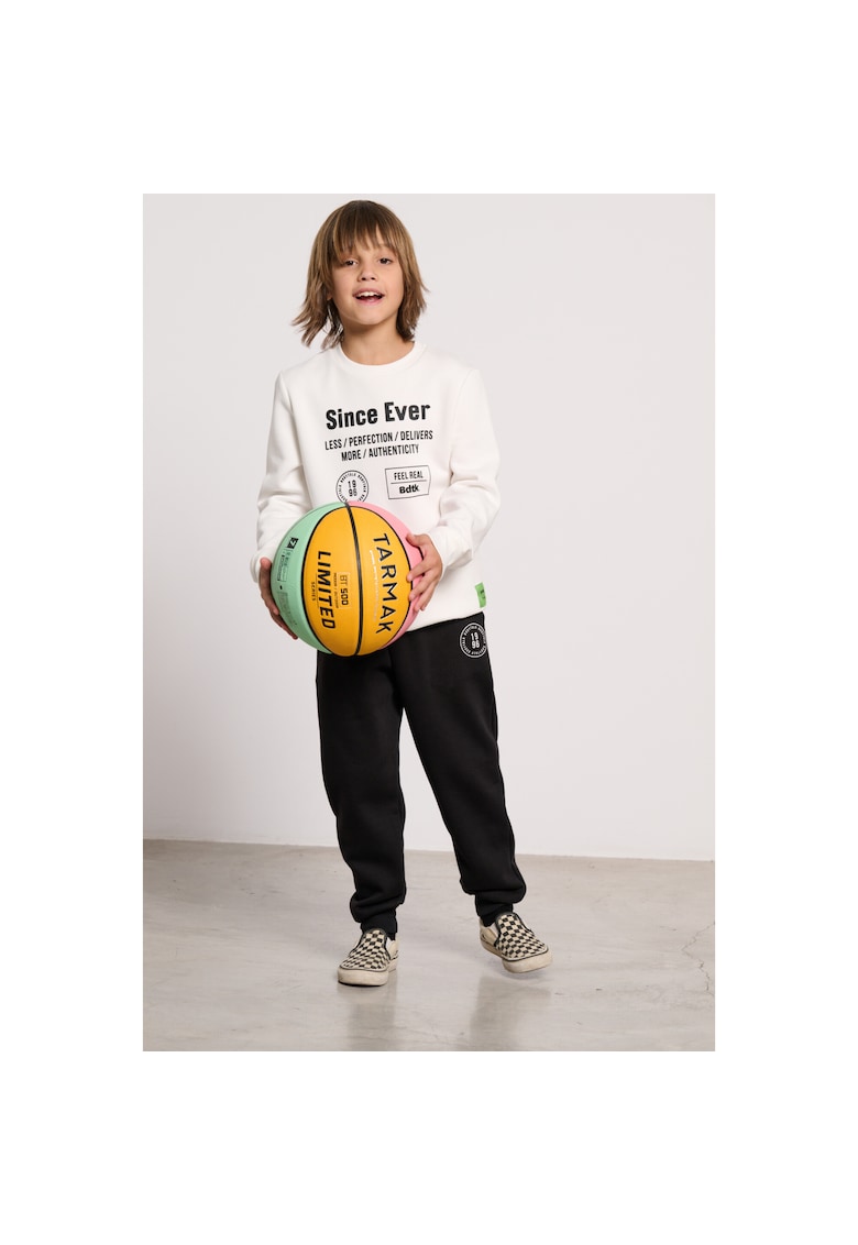 Trening lifestyle copii jogger - fleece interior - alb/negru - bumbac