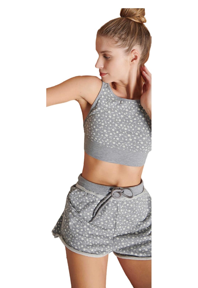 Pantaloni scurti dama Homewear - Bumbac/Poliester - Gri