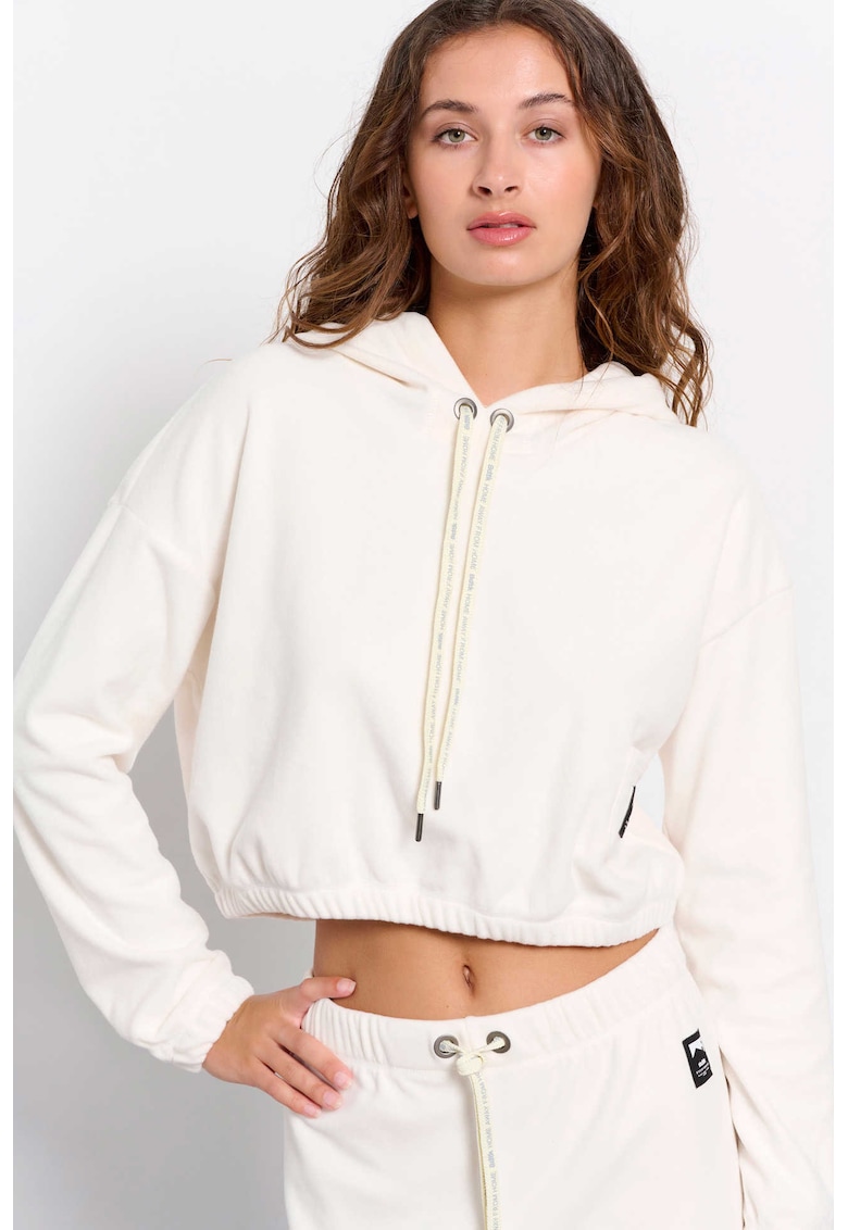 Hanorac dama - cu gluga - CREAM - poliester