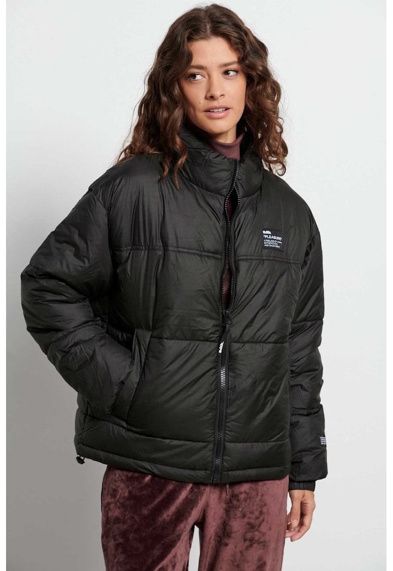 Geaca dama - Puffer - neagra - poliester - cu buzunare