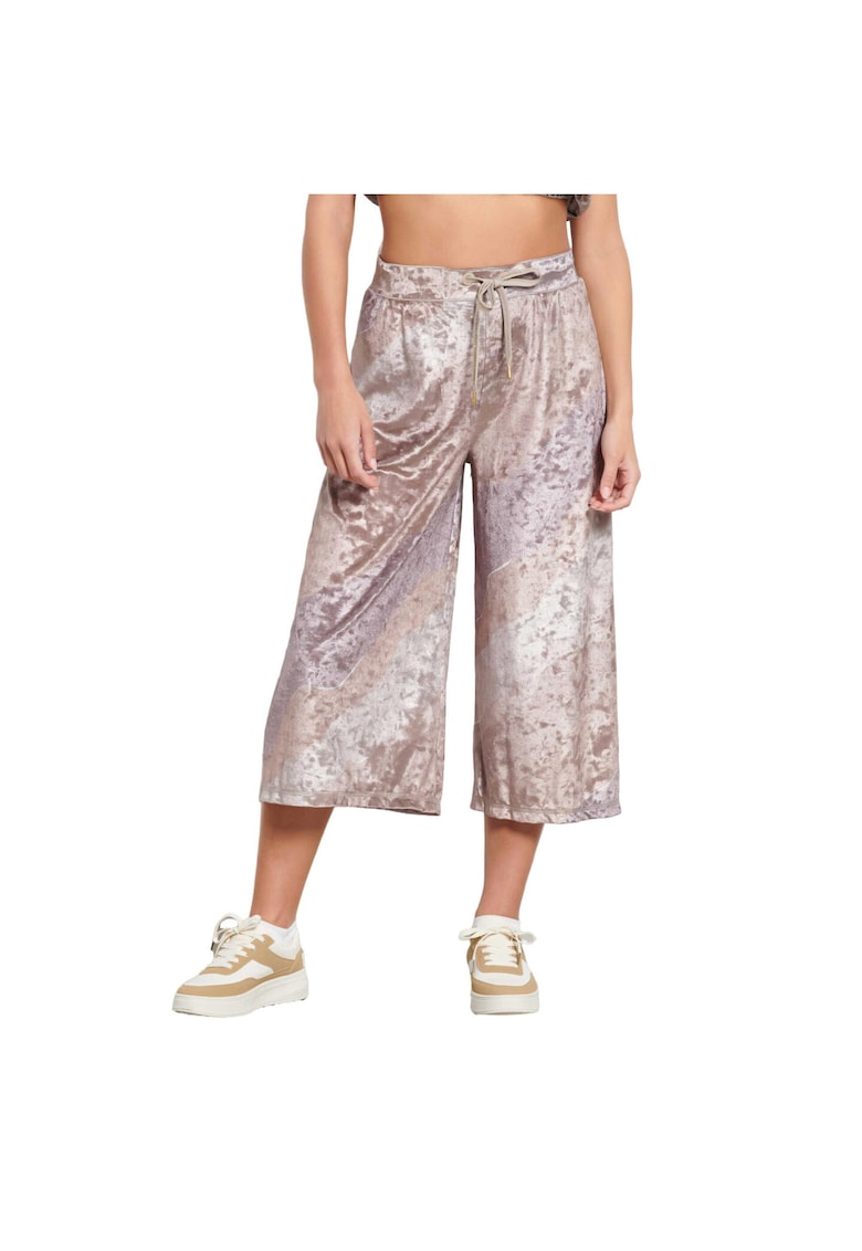 Pantaloni dama 7/8 - talie inalta - multicolor - catifea - set -