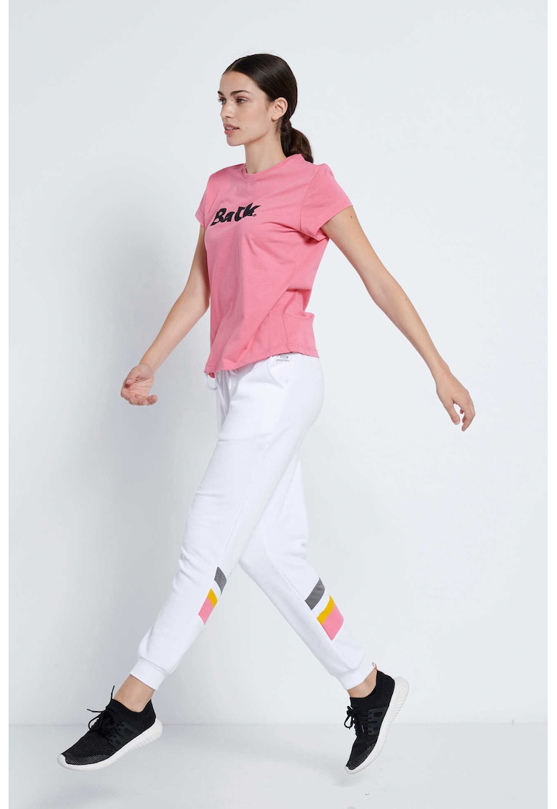 Pantaloni sport dama model MERCURY - talie inalta - elastic - alb - bumbac