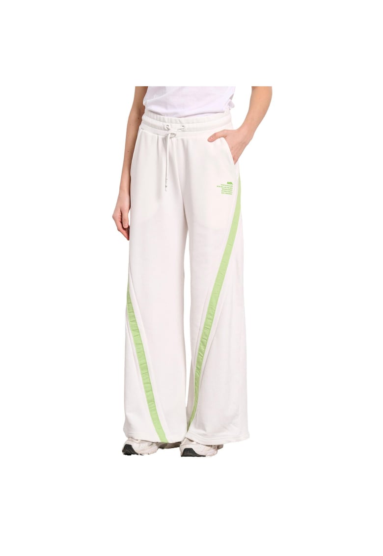 Pantaloni dama - salopeta larga cu talie inalta - crem - bumbac/poliester -