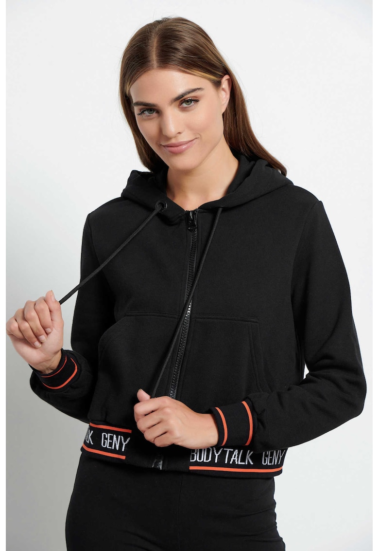 Geaca dama GENY - maneci lungi - buzunare - negru - bumbac -
