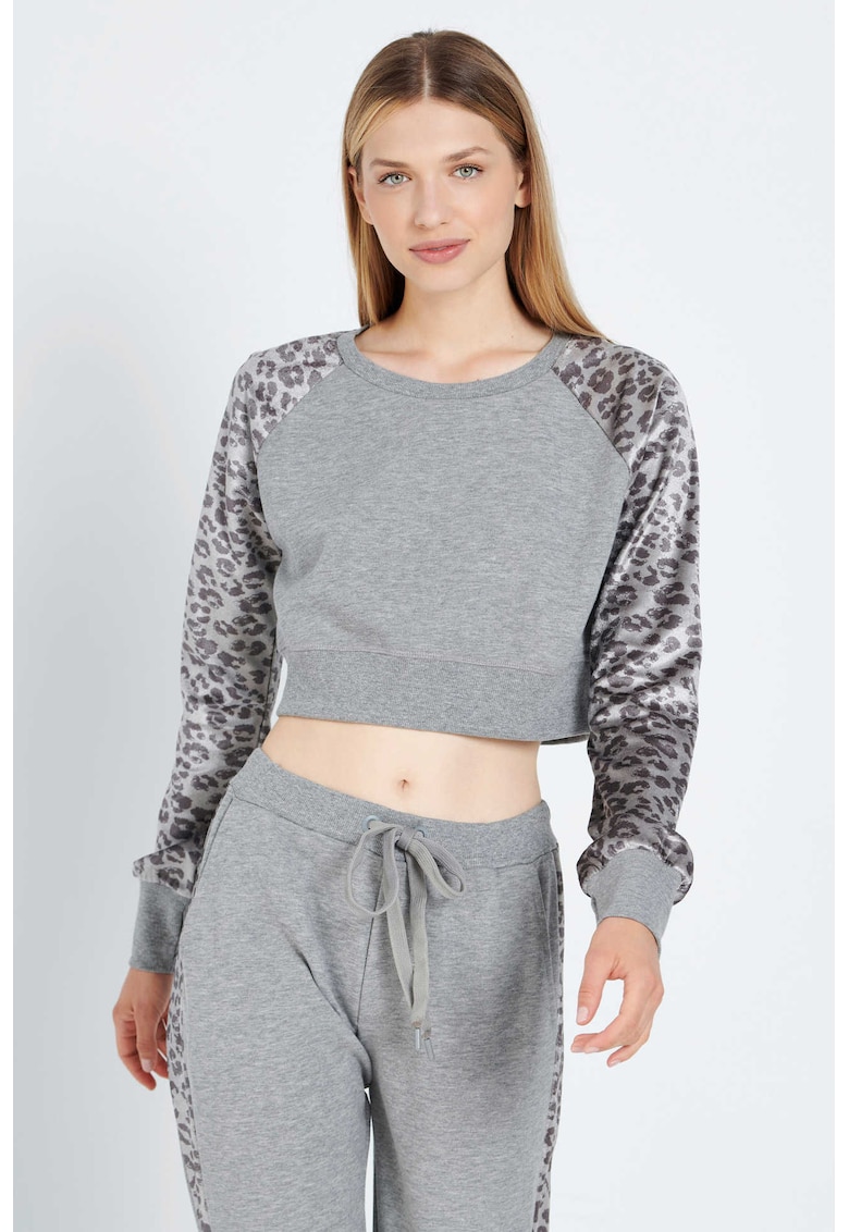 Bluza dama decupata - bumbac - gri -