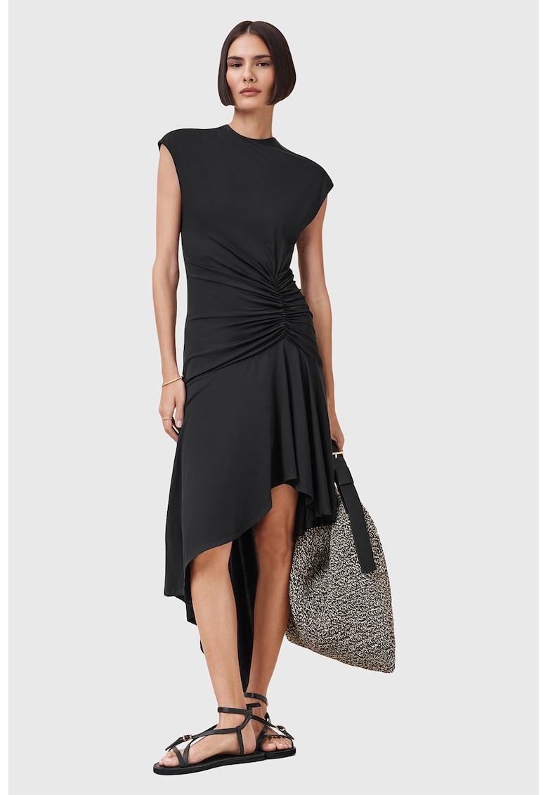 Rochie midi cu croiala asimetrica si talie elastica Annalie