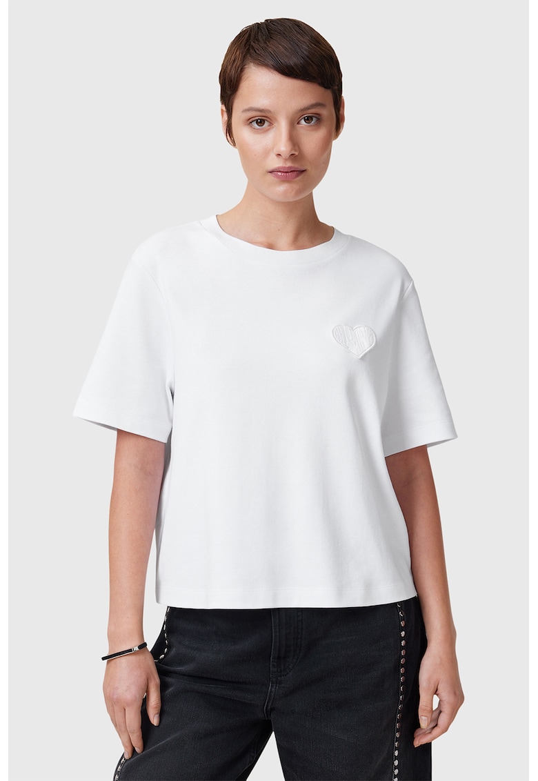 Tricou lejer cu decolteu la baza gatului Lover Lisa - Alb optic