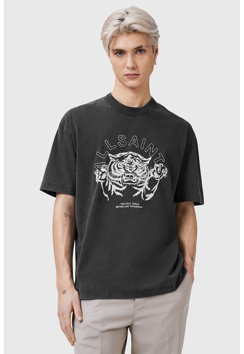 Tricou cu maneci cazute si imprimeu