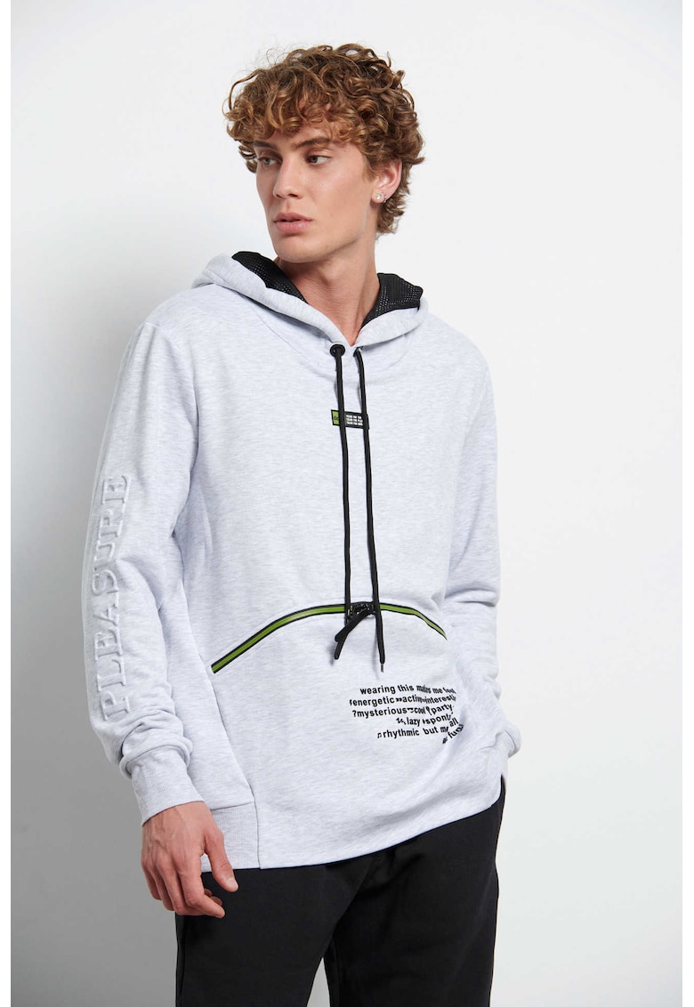 Hanorac barbati MOREFUN - gri melanj - material confortabil -