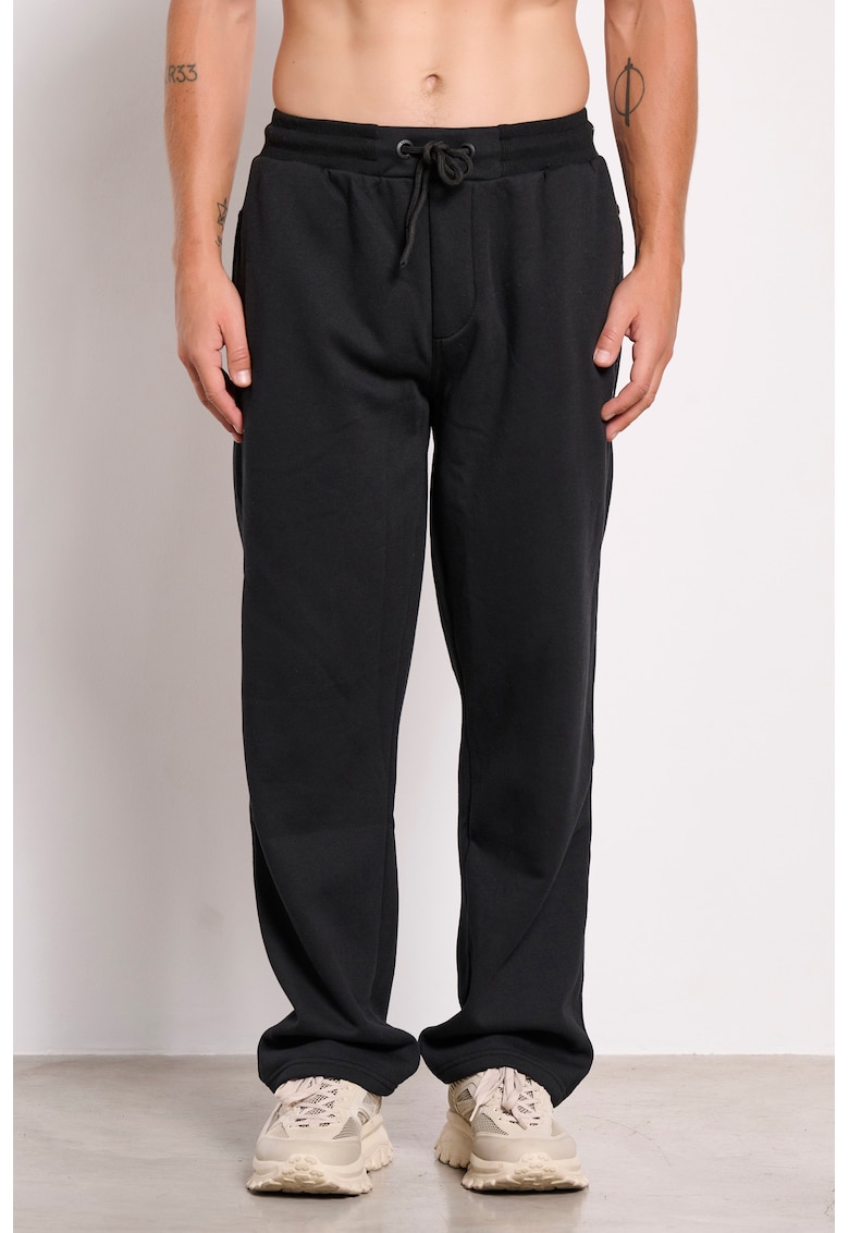 Pantaloni barbati - drepti - negru - poliester -