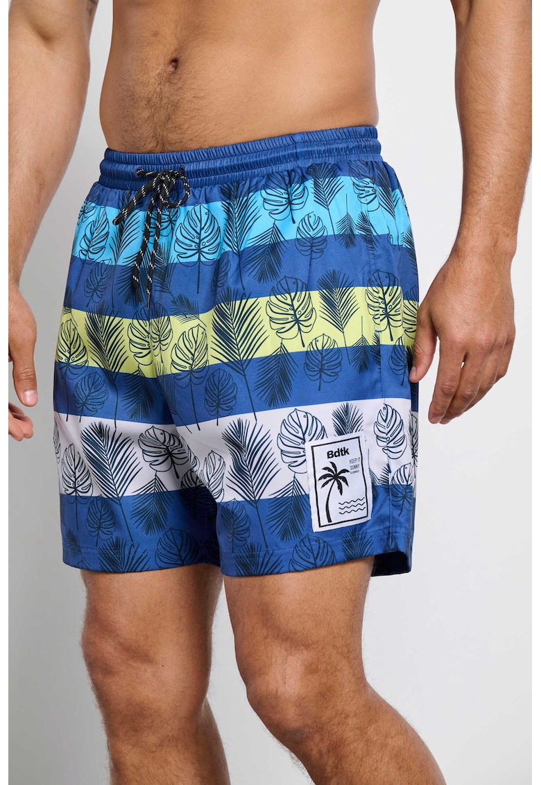 Costum de baie talie elastica - buzunare - Albastru