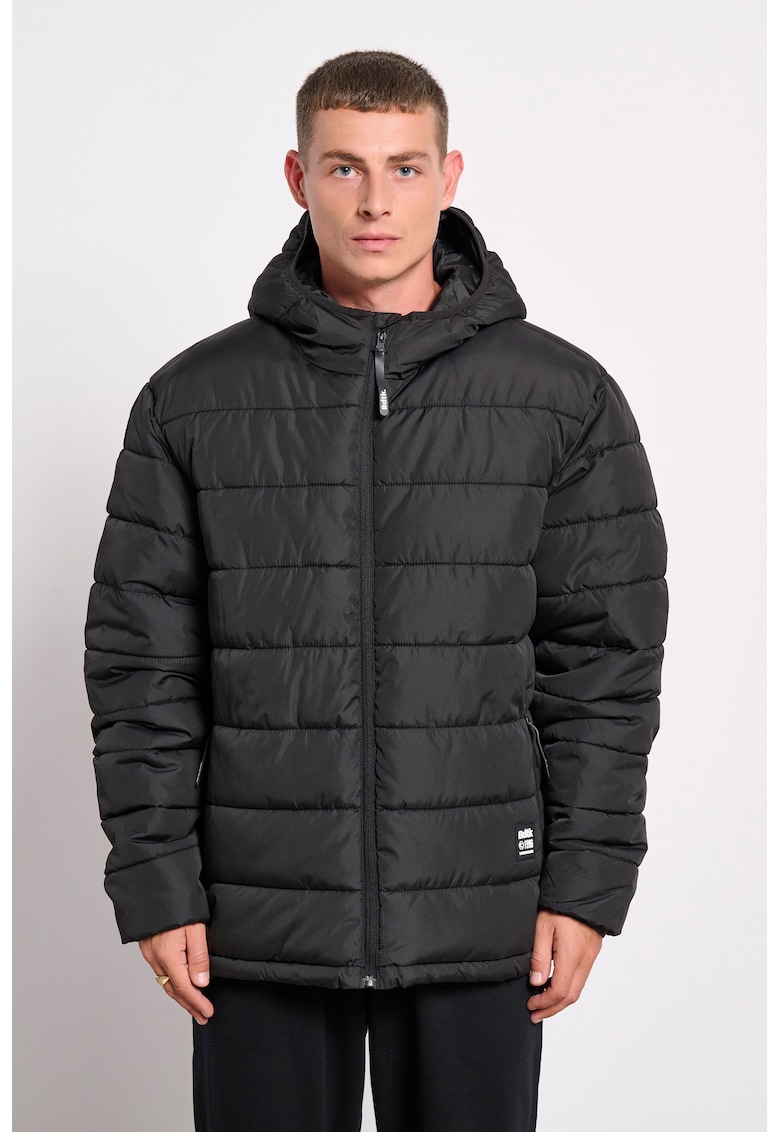Jacheta Puffer barbati neagra - izolatie sintetica - gluga - poliester -