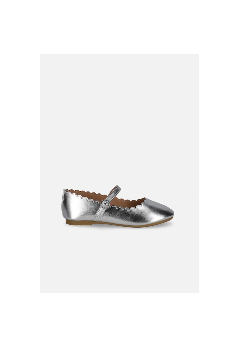 Balerini Mary-Jane cu aspect metalizat