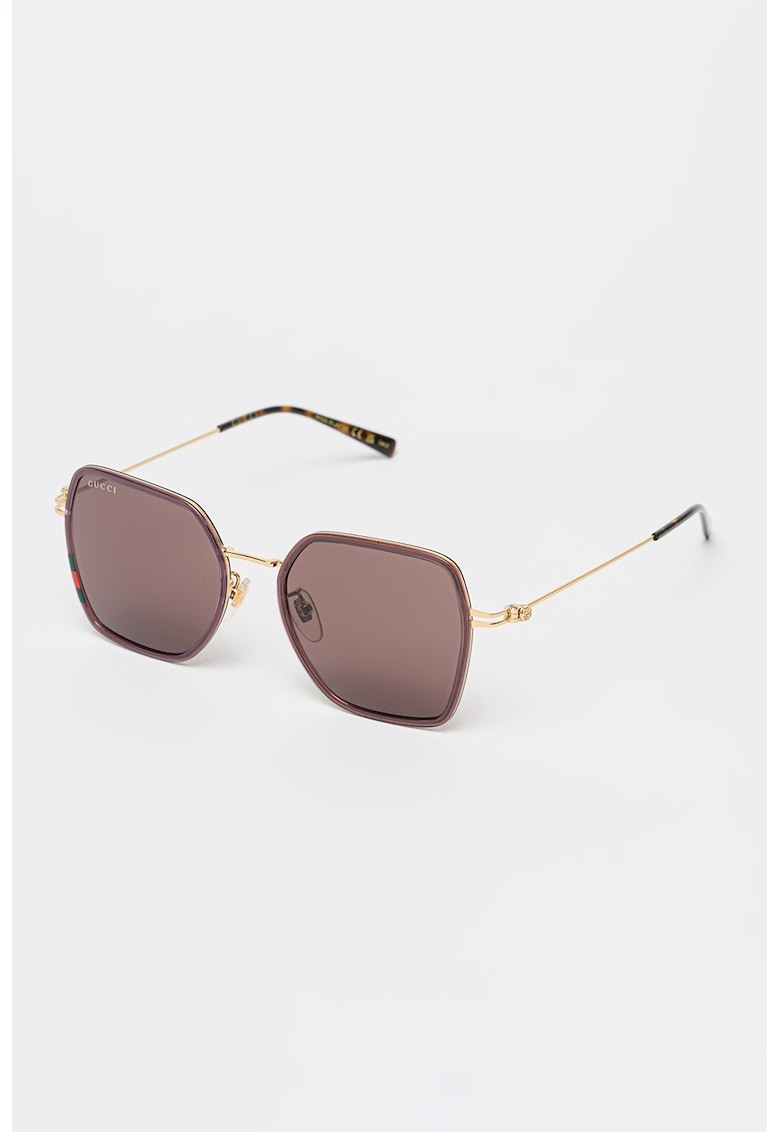 Ochelari de soare hexafonali cu rama metalica - Auriu -