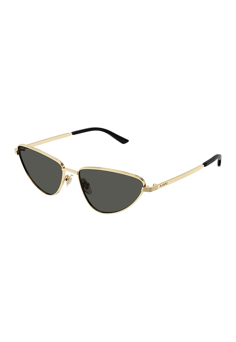 Ochelari de soare cat-eye cu rama metalica - Auriu - Gri inchis