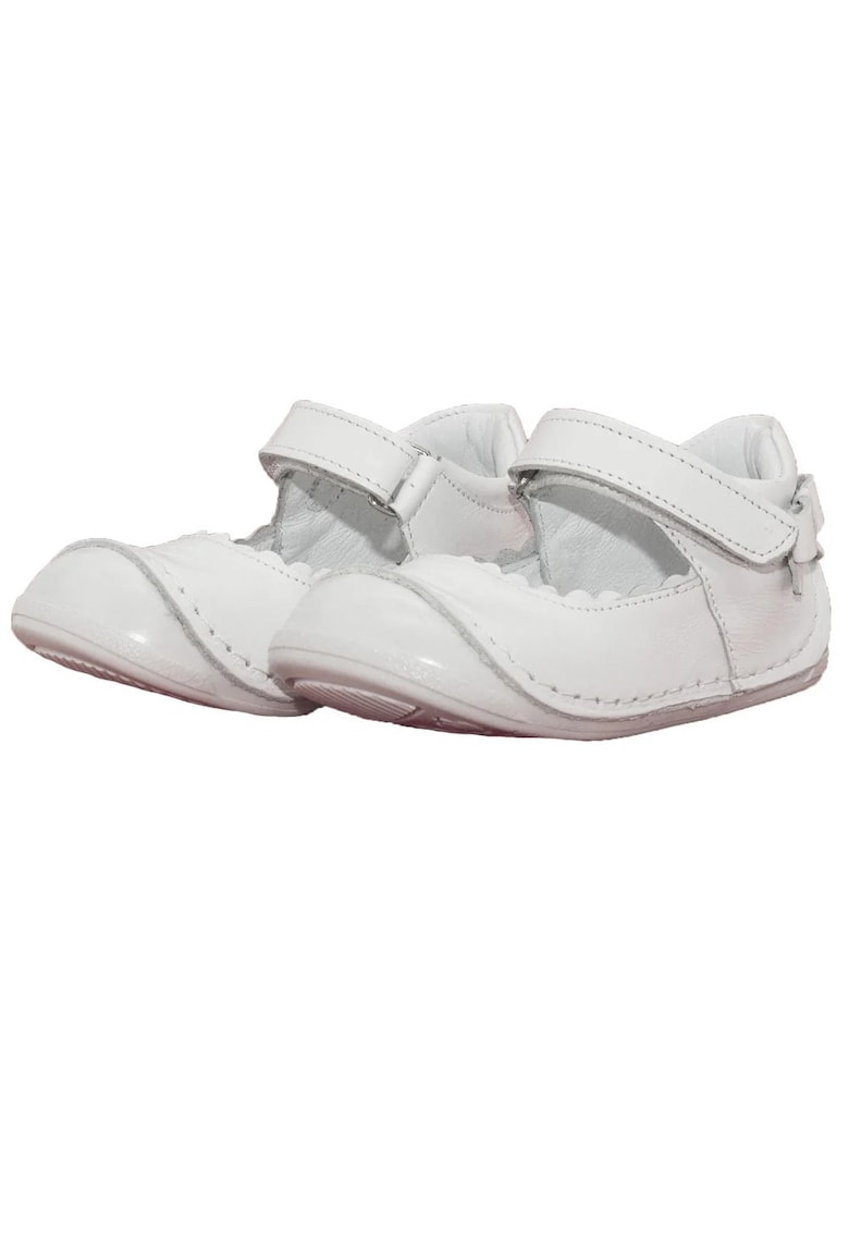 Balerini cu prindere scai -  din piele - 211 - Alb -