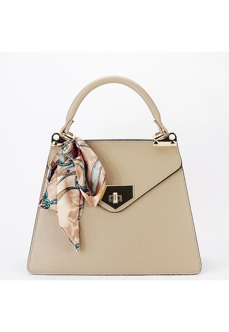 Geanta medie taupe din piele naturala 1014 128 16930