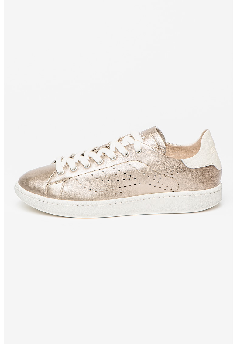 Pantofi sport de piele cu aspect metalic