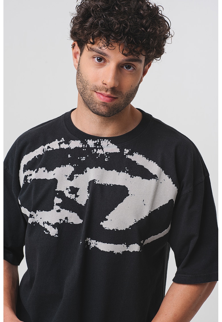 Tricou relaxed-fit din bumbac cu imprimeu Boxt - Gri deschis/Negru stins