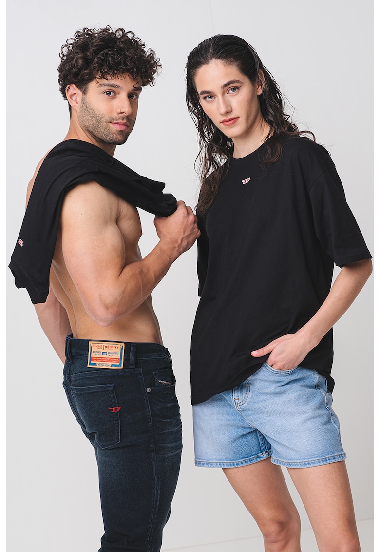 Tricou unisex supradimensionat cu maneci cazute - Negru