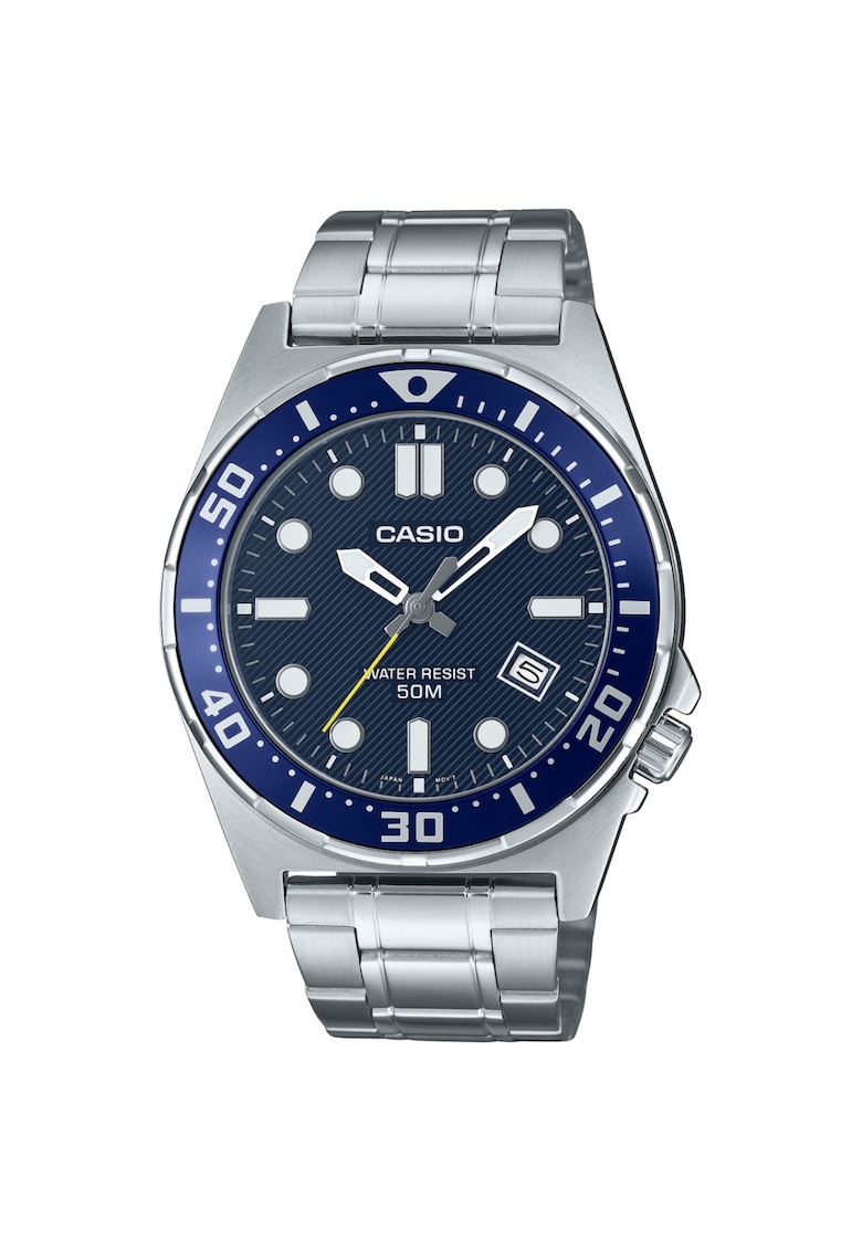 Ceas pentru barbati  MTD-135D-2A - cadran albastru marin - bratara otel inoxidabil - rezistenta la apa WR50 - 44x9mm