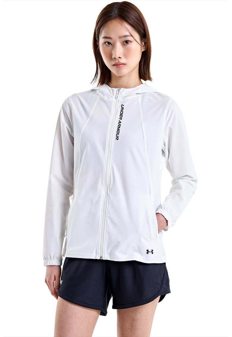 Jacheta slim fit cu gluga - pentru alergare OutRun The Storm - Alb optic