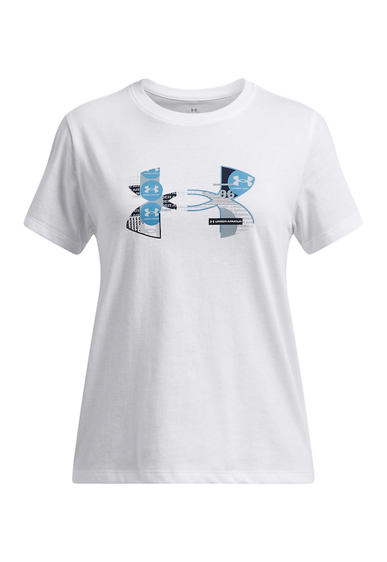 Tricou din amestec de bumbac cu imprimeu logo - Alb/Albastru