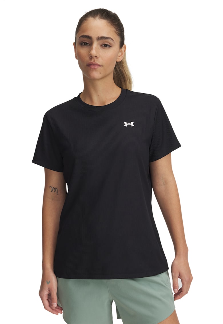 Tricou cu decolteu rotund - pentru fitness - Alb/Negru