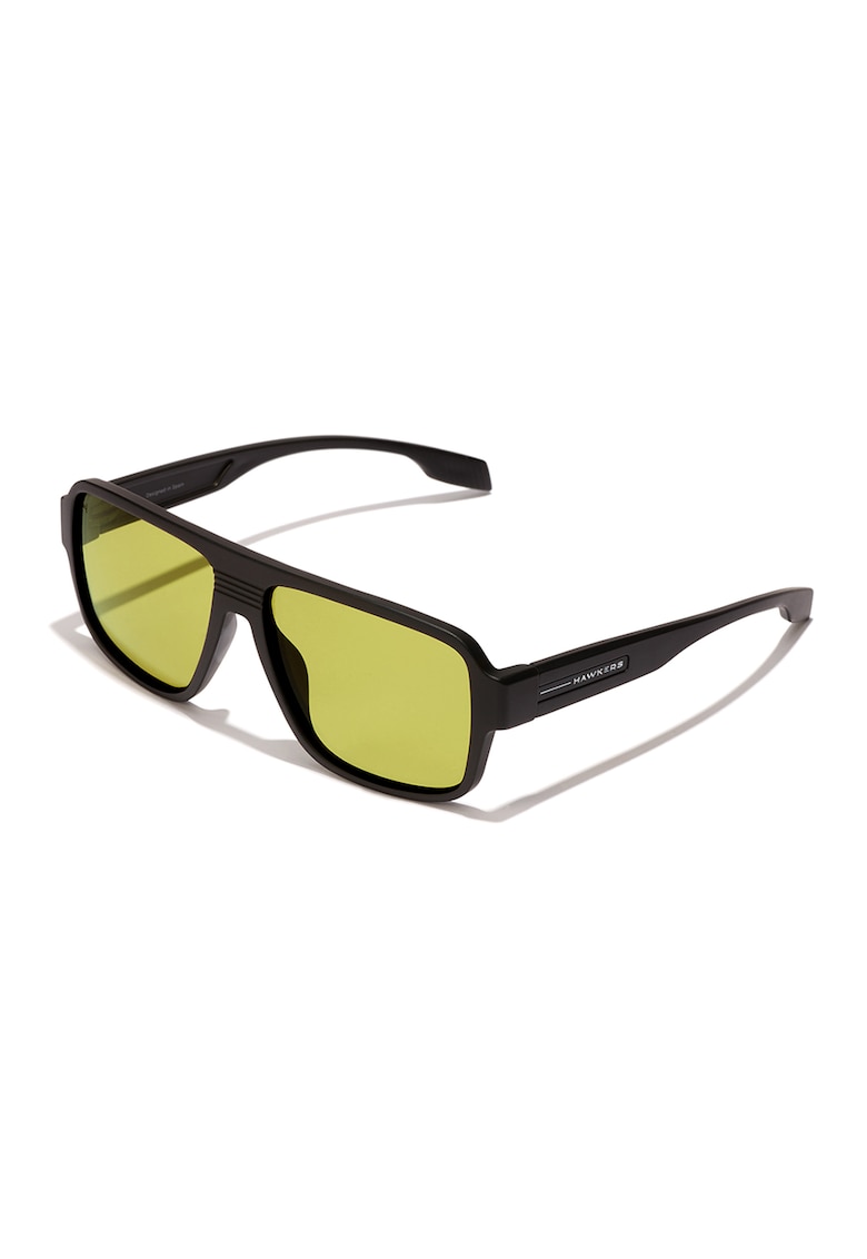 Ochelari de soare unisex cu lentile patrate - Verde/Negru