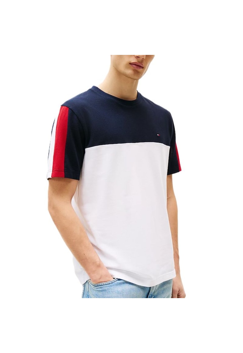 Tricou  pentru Barbati - global stripe colourblock tee - MW0MW39170-YBR - Alb